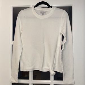 White Ribbed Long-Sleeve